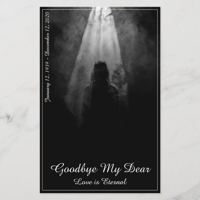 Into the Light - Goodbye My Dear Memorial Card (Front)