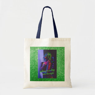 Into the Night Green Faux Glitter Tote Bag