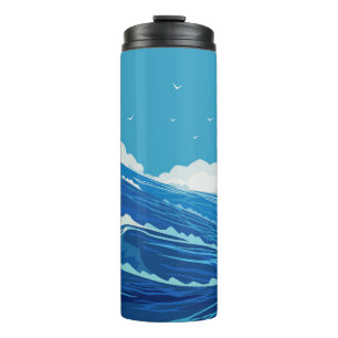 Into the ocean. Beautiful large sea waves and blue Thermal Tumbler