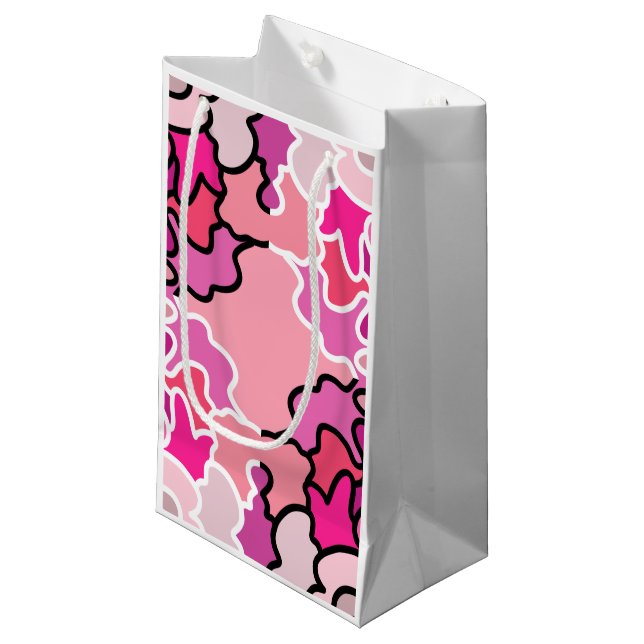Into The Pink Mid Century Geometric Pattern Art Small Gift Bag (Front Angled)