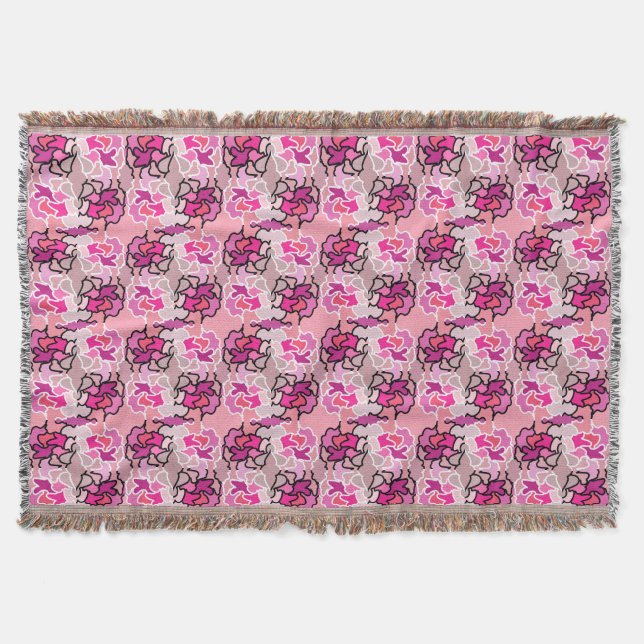 Into The Pink Mid Century Geometric Pattern Art Throw Blanket (Front)