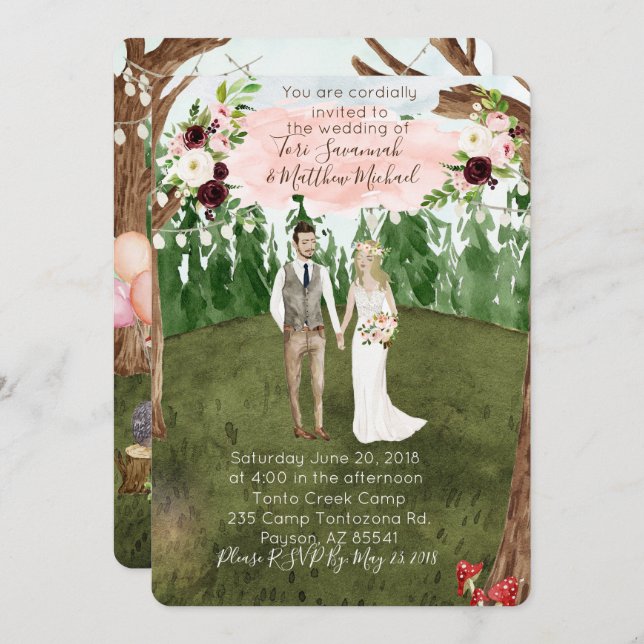 Into The Quiet Forest Wedding Invitation (Front/Back)