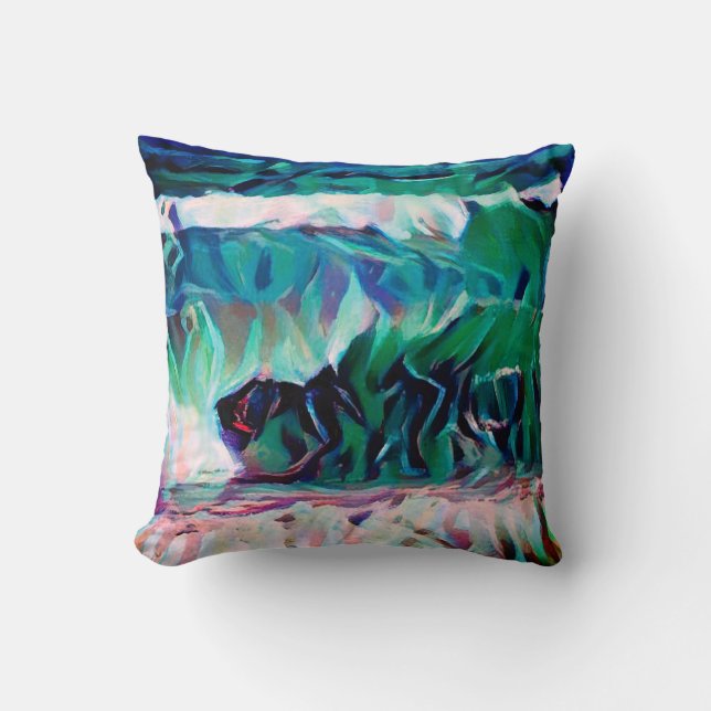 Into the Waves Abstract Art Cushion (Front)