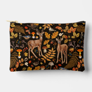 Into the woods/Autumn deer on black Accessory Pouch