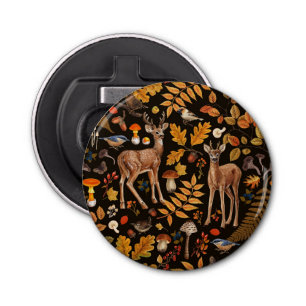 Into the woods/Autumn deer on black Bottle Opener
