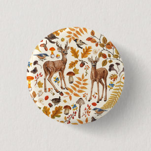Into the woods/Autumn deer on off white 3 Cm Round Badge