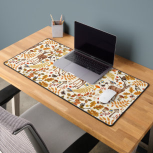 Into the woods/Autumn deer on off white Desk Mat