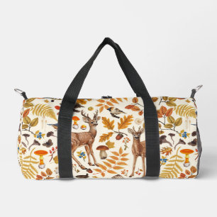 Into the woods/Autumn deer on off white Duffle Bag