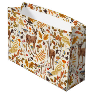Into the woods/Autumn deer on off white Large Gift Bag