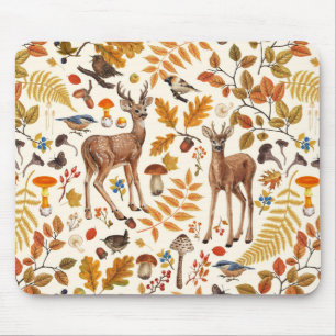 Into the woods/Autumn deer on off white Mouse Pad