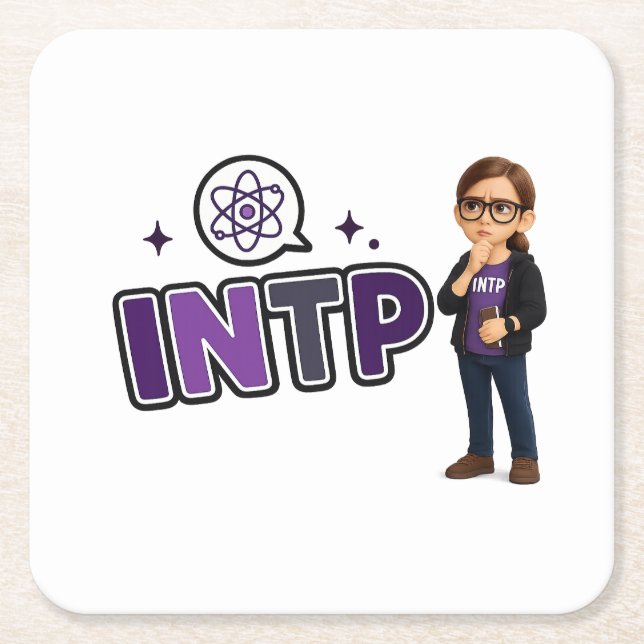 INTP — The Investigative Mind Square Paper Coaster (Front)