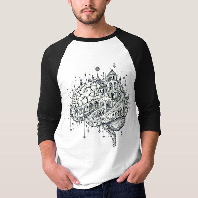 Intricate Architectural Brain City  T-Shirt (Front)