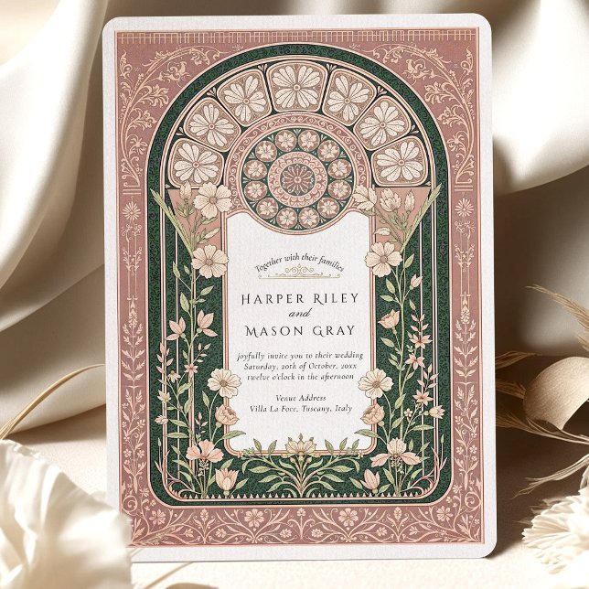 Intricate Art Nouveau Floral Wedding Invitation (Creator Uploaded)