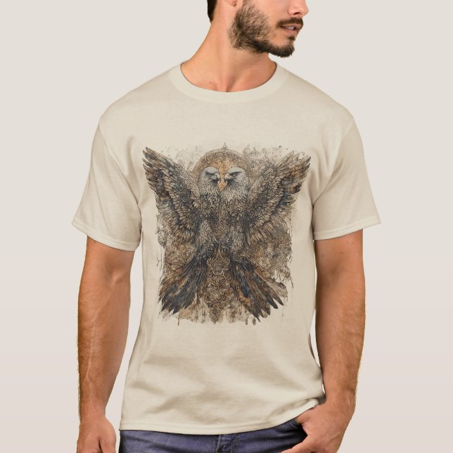 Intricate Artwork Featuring Two Eagles with Ornate T-Shirt (Front)