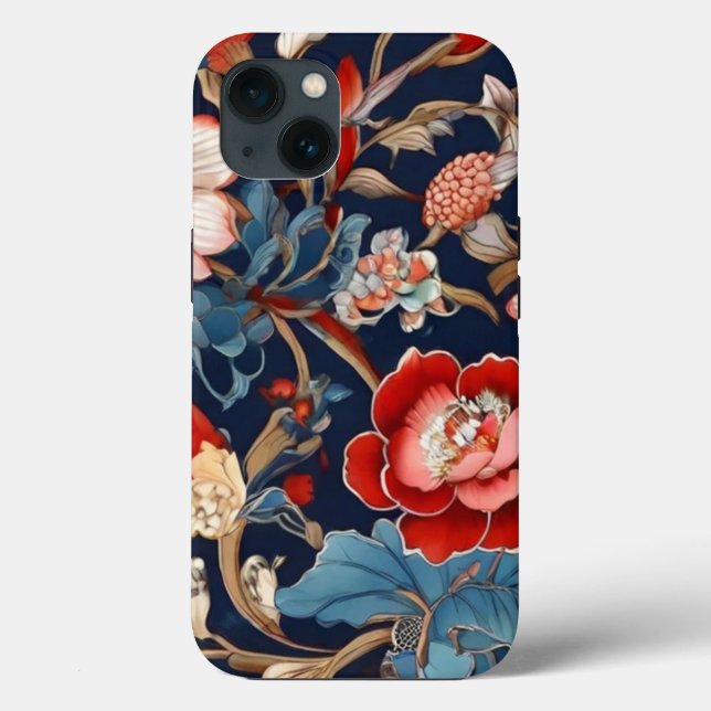 Intricate Beautiful Flower Design iPhone 13 Case (Back)