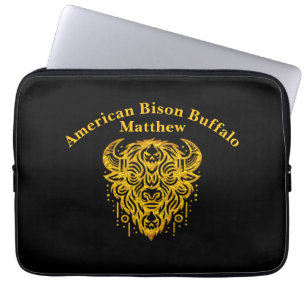 Intricate Bison Design With Tribal Elements Laptop Sleeve