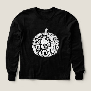 Intricate Black and White Pumpkin Art – Halloween