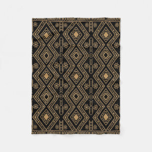 Intricate Black Gold Geometric Surface Pattern Fleece Blanket