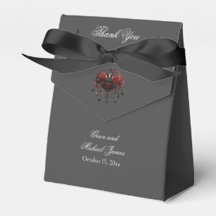 Intricate Black Gothic Chandelier With Roses Favour Box