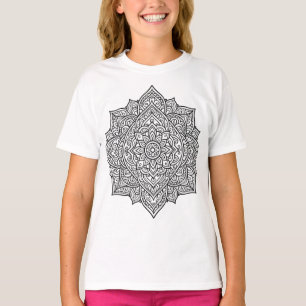 Intricate Black Line Mandala Art T-Shirt