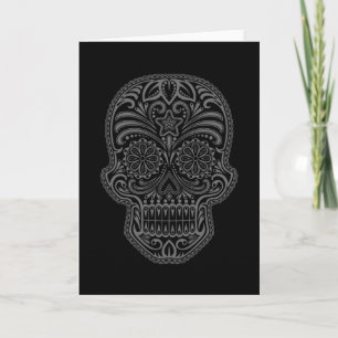 Intricate Black Sugar Skull Card