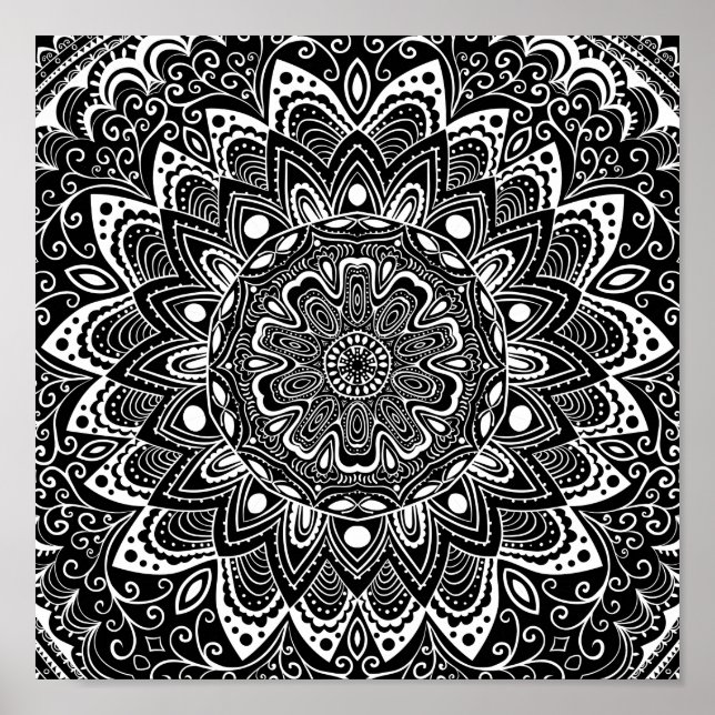 Intricate Black White Mandala Wall Art | Spiritual (Front)