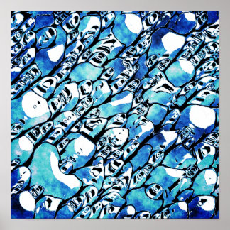 Intricate Blue Abstract Pattern Poster