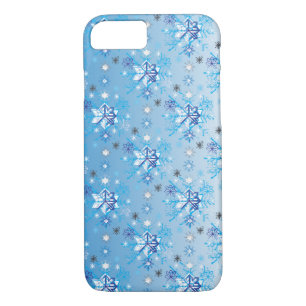 Intricate blue and white stars and snowflakes Case-Mate iPhone case