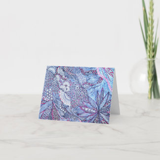 Intricate Blue Botanical Garden Folded Invitation