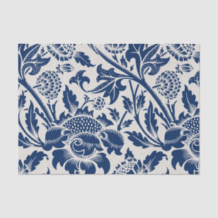 Intricate blue floral pattern on light background tissue paper