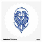 Intricate Blue Gemini Zodiac on White