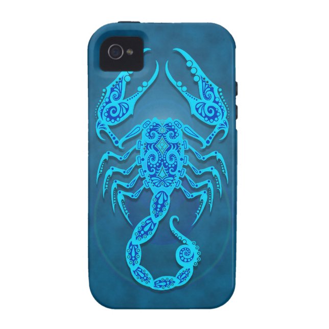Intricate Blue Tribal Scorpio Case-Mate iPhone Case (Back)