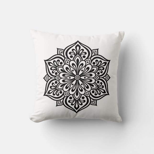 Intricate Boho Mandala Pillow (Front)
