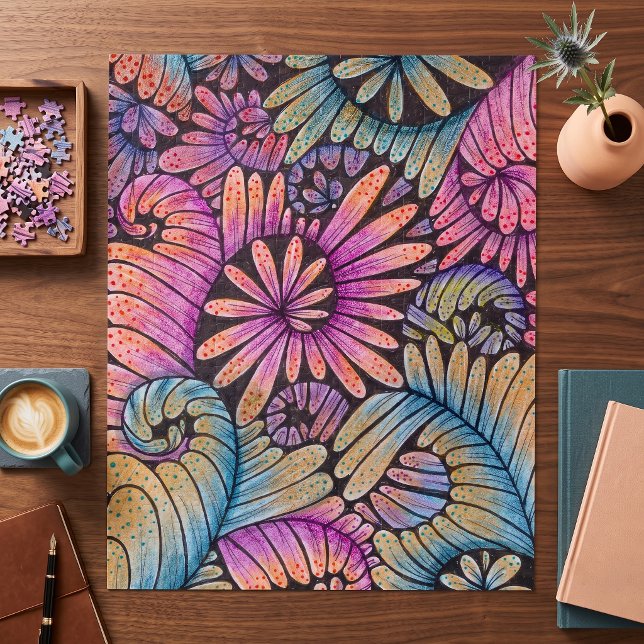 Intricate Boho Zen Doodle Art Botanical Therapy Jigsaw Puzzle (Creator Uploaded)