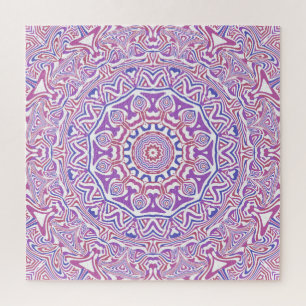 Intricate Bold Groovy Boho Hippie Abstract Mandala Jigsaw Puzzle