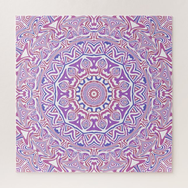 Intricate Bold Groovy Boho Hippie Abstract Mandala Jigsaw Puzzle (Vertical)