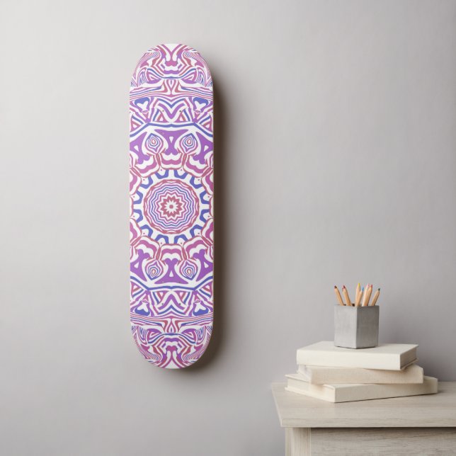 Intricate Bold Groovy Boho Hippie Abstract Mandala Skateboard (Wall Art)