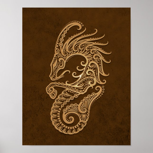 Intricate Brown Capricorn Zodiac Poster (Front)