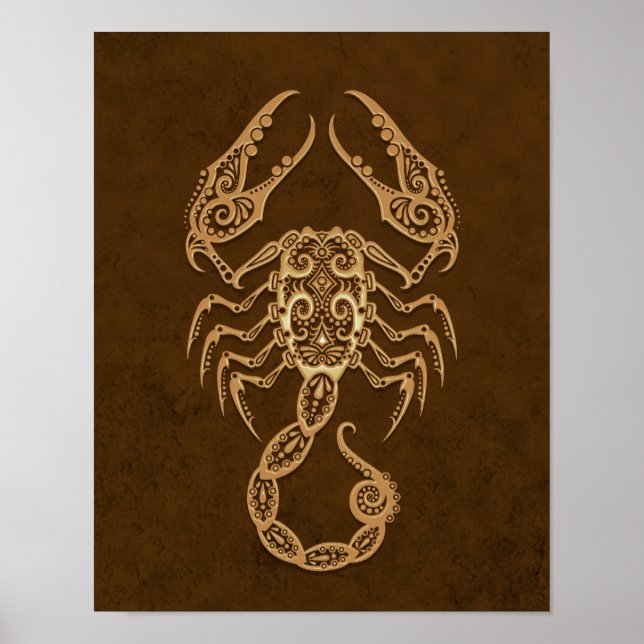 Intricate Brown Scorpio Zodiac Poster (Front)