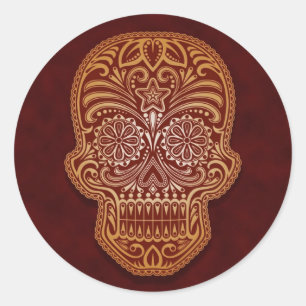 Intricate Brown Sugar Skull Classic Round Sticker