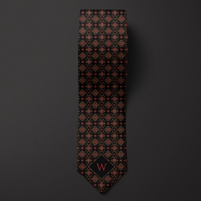 Intricate Burgundy & Black Arabesque Tie (Creator Uploaded)
