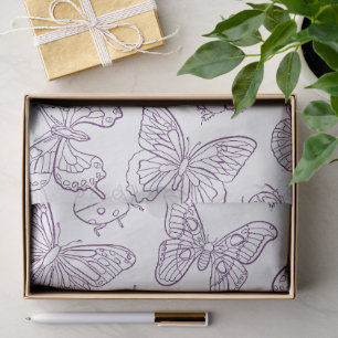 Intricate Butterfly & Garden Beetle Line Art Tissue Paper