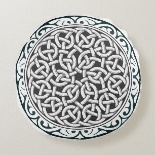 Intricate Celtic Knot Spiral Pattern Decorative  Round Cushion