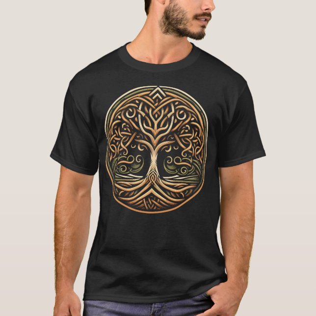 Intricate Celtic Knotwork Tree T-Shirt (Front)