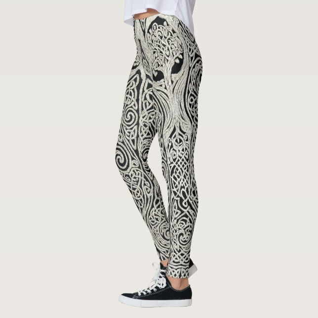 Intricate Celtic Tree of Life Knotwork Design Leggings (Left)