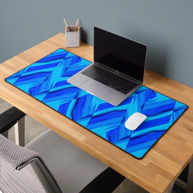 Intricate Cobalt Blue Marble Pattern Desk Mat (Office 2)