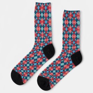 Intricate Colourful Diamond Lattice Pattern Socks
