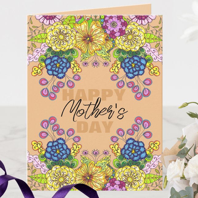 Intricate Colourful Flowers Foliage Mother's Day Card (Creator Uploaded)