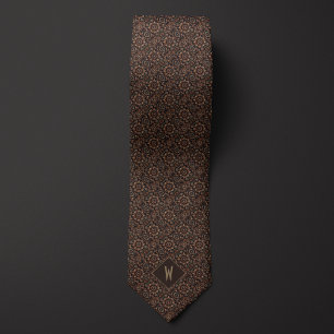 Intricate Copper on Black Mandala Groomsman Tie