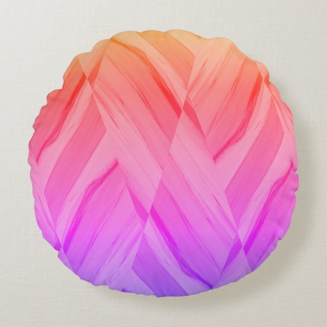 Intricate Coral and Pink Hues Marble Pattern Round Cushion (Front)